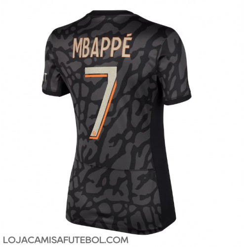 Camisa de Futebol Paris Saint-Germain Kylian Mbappe #7 Equipamento Alternativo Mulheres 2023-24 Manga Curta